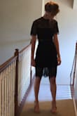 Fits perfectly!! Tight dresses make me uncomfortable because they usually are too short but this dress ends at my knees. I love the lace which makes the dress look super classy. Could easily be for a formal event. - Quin M.