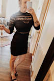 So glad I grabbed this dress! It's very flattering and forgiving while being versatile and the right amount of edgy. I'm typically a medium and a medium in this dress was perfect. I'd order a size up if you're unsure. I bought this in green for a fall wedding but will find more excuses this fall/winter to wear it! Love it! - Chrissy B.