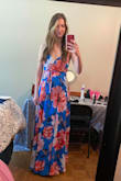 I wore this dress to a small, outdoor wedding where I was the Matron of Honor. This dress got tons of compliments, and I felt so beautiful in it. I'm six foot one, and it was just long enough as I wore flat sandals. I am a 34D and I do think that tiny button was straining a bit to hold the girls in, but overall, it was perfect! - Victoria G.