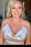 Had to find a wedding dress within 2 1/2 weeks due to having to reschedule my wedding got it within 4-5 days. & man what can i say i fell in love with this particular dress. I was happy to see reviews & pictures of real women in the dress. I'm very curvy & was afraid that dress would not fit well due to material. I was very happy with the way it fit & got plenty pf compliments on how it hugged my body. I am very happy with my dress - Karina M.