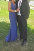 This dress fit like a glove and the slate blue color was gorgeous. Very low cut but everything stayed in place once my straps were tightened properly. I needed a little hem even with only 2 inch heels. Nude dressy sandals and gold/rhinestone jewelry complemented this dress perfectly.  I was incredibly comfortable all day! - Jennifer T.