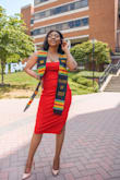 I got this for my graduation shoot and I got so many compliments. I would say it was a bit long because of my height but I didn't mind that too much. I love the material, it's thick and beautiful. I'm glad I ordered small, could not decide between small and xsmall but the reviews helped me. - Jennifer O.