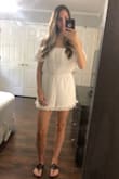 Tall girls! This is the one! I'm 5'10" and have basically given up on fitting in rompers because they're always too short but this fits great! I think because it's off the shoulder. Super cute and great material. So excited! - Sarah R.
