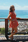 I am tall and usually scared to order dresses online but this one fit perfectly!  I received a lot of compliments on how cute the dress was. The neckline plunges low but it looks super cute with a white, lace bralette. - KIMBERLY G.