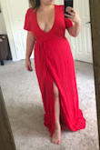 It's a perfectly lovely, flowy dress, but ye with large breasts be warned, I was falling out of it. There's no way I can wear this without bust tape. It also wrinkles easily, but if neither of these things are issues for you, I'd say buy it! The color is bright and pretty, would be great to wear as a wedding guest or for engagement pics. - Berenice G.