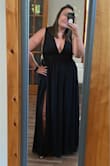 This dress seems to run a little small but fits. I also wish it was a little longer (tall girl problems) . The material is great quality though and isn't to heavy. Wearing as a bridesmaids dress in a August wedding. - Lindsay L.