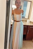 I am so happy with this dress. I wore it to a wedding and got several compliments. I would recommend wearing a belt with it. The colors go so well together - Jared M.