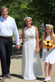 It took me forever to find the wedding dress I was looking for and this was it!  It helped me look slim and tall which was great because my husband is 6'3. - Julie H.