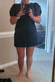 Dress is beautiful. Material is comfy with plenty of spandex.  My normal size is 14. - Heather F.