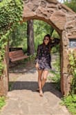 This is my new go-to dress for everything! Can dress it up or down depending on the occasion. Also, there's a little belt so you can make it tight or loose. The length does hit mid-thigh level, but it balances out with the high neck and sleeves so it is a cute look and perfect for hot Texas summers! - Taylor R.