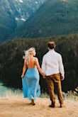This dress was perfect for my engagement photos. The open back and flowy skirt are stunning in a natural setting, and look amazing in pics. - Becca T.