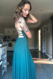 I bought this dress for my sister's upcoming wedding in September. ITS BEAUTIFUL! Fits perfectly, the length was just enough to wear a shorter heel (I'm 5'10", so this is impressive). Can't wait to wear this at her special day! - Ali W.