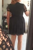 The back sort of bunches up but I think that's due to back fat, haha. Very cute dress. Very modest, but still some cleavage if you have any boobs. I have very long legs and its short but not too short. Definitely doable! keeping! - Samantha D.