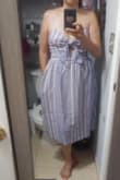 I originally purchased this dress because I wanted something casual. Something I could throw on no matter if I wanted to run errands or go out and walk around the city. I wanted something easy and pretty. This fits the bill perfectly. I think it's a little long for my body but I can hem it myself. My favorite part of the dress is the top. The little opening is sexy but in a more demure way. I love it. The only thing, for me, is that I will make some small alterations to the skirt part because of my hips. A couple tucks here and there will make the skirt fall the way it's supposed to. The fabric feels fresh even with the liner. It's a great quality dress. - Angelica S.
