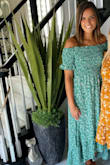 Great dress! Fit very well, was comfortable. Didn't ride up my arms all day like a lot of strapless dresses do. Mild to moderately flattering.  I love the green color. - Halle H.