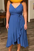 This dress was very flattering on my pear shaped figure. I love this dress and will wear it again. I did have to use a safety pin to pin the top together for a more covered look - Jenny H.