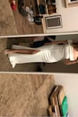Purchased along with a different style for my elopement - the wedding got canceled due to COVID! This dress fit beautifully but was really long. The fabric was decently thick and seemed sturdy - the shape of the dress was great and fit me well. I'm not usually able to wear dresses without a bra but I felt I would've been able to on this one. I wasn't wearing any Spanx or anything underneath and I felt it still looked alright. - Maggie G.
