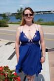 Very comfortable and flattering dress.  Lots of support in the top and it beautifully shows of the accets and hides the belly.  Great color. - Maria M.