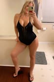 This suit fits perfectly and looks amazing on! I have a long torso so I always buy a large in a one-piece. - Heather