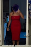 I wear between a M and a L depending on brand/style. Based on measurements, I should have ordered a medium. However, I ordered a large and it still fit quite snug - it probably fit me correctly, but I bought it for a wedding and felt it was too sexy to wear to a wedding. Nice, thick material though! - Ashley R.