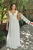 It's definitely a beautiful dress! The bottom fabric is light and the top has great support. I just had done a small adjustment in the sleeves and worked out great! - Vanessa M.