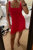 I absolutely loved this dress. I had originally bought an XS and it was way too tight so I got the S and it fit a lot better but I will say the proportions were a tad off. Although the small fit great, the straps were a little larger than the rest of the dress. Other than that, the dress was super comfortable, the color was gorgeously vibrant, and I got a lot of compliments! - Sarah C.