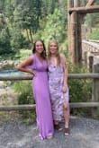 I love the color of this dress and it was perfect for what I needed. Not overly fancy, but also not casual. A medium fit me great. The only thing was that I was afraid of it being see through even though it has a liner. But that didn't stop me from loving it! - Jenna J.
