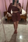 These shorts fit well and they're not too short. I usually wear a small in bottoms at Lulus so I'd say these are true to size. The waist is elastic, which is a plus. Not the best pictures but I wanted to show what it looks like with the matching top. Definitely cuter in person and you can dress it up or down! - Adrienne C.