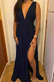 Love this dress! Bridesmaid dress for me. Is a little long but will work perfect with heels. - Cindy F.