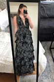 This dress is stunning in person! I usually wear size S in EVERYTHING, but I listened to the reviews that there is a lot of fabric so I ordered a XS and S and to my surprise, the XS fit better and there was still room (not tight at all). For reference, I am 5'5", 125 lbs. I am wearing heels in the picture from lulus and it was the perfect length so the dress wasn't dragging on the floor. - Paige D.