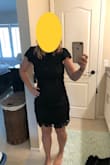 Love this dress!  Its modest but with a little flare on the back.  I'm usually a small with Lulus but some bodycon styles fit too tight on my hips/butt.  This fits perfectly!  I'm a new mom so I have a little pooch in front too.  This disguised everything better than I could have asked. Quality feels great too. - Lisa H.
