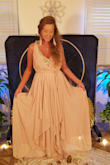 I love this dress! It's flowy, feminine, and flirty. I did end up wearing a sparkly cami underneath because the cleavage was too revealing for me. I wore this for a healing event. I'll be having another on 8/18 at 7pm et. Search FB for "Divine Feminine Group Remote Healing" and join us! - Megan W.