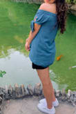 I loved the color and material fits great , but I had to wear shorts with it cause it was just way too short for me - Ana S.