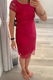 Very pretty but expected it to be a little stretchy. The lace is very stiff, but fits perfectly. - Sue C.