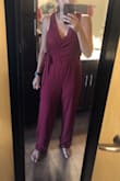 This jumpsuit looks so cute online, but it's really ill-fitting. Mine came with a snag under the armpit that folded the material in a really weird way, but the main issue is that the fabric of the top isn't long enough to meet the area where the "pants" start. So you can see the seam at your waist in a really awkward way. The pants are also super long. I got it on sale so I can't return, but I don't see myself ever wearing this. - Amanda Q.
