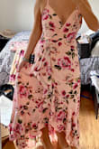 I absolutely love this dress! I got so many compliments all night. It's a little long but I'm pretty short, with heels it was perfectly fine. It fit really well on my bust and hips but was pretty tight on the waist for me. Still loved it and felt totally gorgeous in it! - Sarah C.