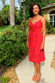 I got so many compliments the first time I wore it. I love the length. Dress fits me perfectly. The only thing that next time I will use little pin to secure the top. It shows little more cleavage than I used to. - Jelena G.