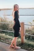 Wore this dress for a wedding in October. It is very snug but very flattering! - Miranda R.