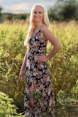 I bought this dress for my engagement pictures and it is beautiful! It fit perfectly and I love the slit in it! Very light weight also! - Brittany F.
