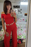 the jumpsuit is super cute and looks great with a belt! - Tanjot B.