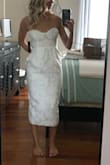 Like many, my 2020 wedding has been postponed but my fiancé and I are planning to get married in a very small ceremony until our bigger ceremony and reception next year. This dress is going to be perfect for the small ceremony. It's a little formal but relaxed, it has pockets, and I love the print! As the reviews have said (and I didn't listen to at first), it definitely runs small. I'm through and through an XS but this dress is so tight around the rib cage area I couldn't breathe. Even the S is snug but not too tight! - Jess C.
