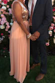 Gorgeous flowy dress. So comfortable and elegant at the same time. Rose color goes well against my complexion. - Rayza A.