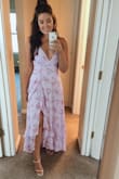 Love this dress, heavyish, nice quality feel while also being airy and light for a hot day. I would say most flattering for smaller chest, large hips type - Abigail C.
