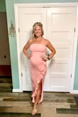 I could not find a maternity dress that I liked. I knew what I wanted, but was just not finding it. Having really liked Lulus dresses in the past, I decided to order this dress and just get a medium instead of my usual small. It worked! I was 31 weeks pregnant and the dress has enough give to accommodate for the bump. It was a little bunchy in the back, but not bad, especially considering it is not even a maternity dress. It was a nice quality too. I will once again order a dress from Lulus for future events. - Michelle R.