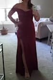 I ordered three dresses because they had amazing sales. I am blown away by the quality and style for the price!! It was final sale but it didn't matter because all 3 fit like a glove and I have weird proportions (long waist, big butt, little pooch) I will definitely be buying from lulu's again. This dress in particular was a nice weight and flows when I walk. I felt like a princess. It's a vava-voom dress for sure. It's got little strips of silicone under the off-the-shoulder sleeve part to keep them in place. Little attention to detail like that is why I'm writing a review. I can't say enough good things. By far the nicest dress I've owned besides my wedding dress. If you're on the fence just buy it, you won't regret it. - Mary B.