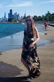 I get compliments every time I wear this jumpsuit. Material is light and good quality. It doesn't wrinkle or shrink, it runs true to size and fits perfectly. - Galina S.