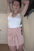 I love this skirt! Ordered a small and it hugged me in all the right places. You can adjust the time to however you'd like. I didn't bother adjusting it for this pic. - Jess W.