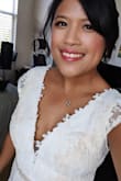 My measurements are in between S and M, so I bought two sizes and went with the Small! The top fit me perfectly, so all I really needed was to hem the bottom since I'm short. The color under the lace goes well together and I've gotten compliments from the bridal store when I found the perfect sized belt (it was from their samples) and when I brought this dress to the seamstress, she made my dress short in the front and long in the back as if it had a train and was able to bustle it up for me for photos. I cannot stop raving about how awesome Lulus is for weddings/engagement photos! Thanks for creating beautiful designs!! - Stephanie T.
