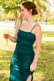 I used this as a bridesmaid's dress for my best friend's elopement. It worked wonderfully! It was thick enough to wear without a bra. It's a properly tight getup, so if you've got a donk (like I do) you might have some bunching around the waist. Good, thick material and lovely color. - Alicia L.