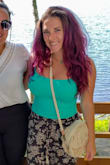 This color is amazing and it is so comfortable! I am actually wearing it right now and even bought it in another color (the pink). It is a perfect length to wear as a crop with jean shorts or leggings (or loose stretch pants like in my photo). - April L.